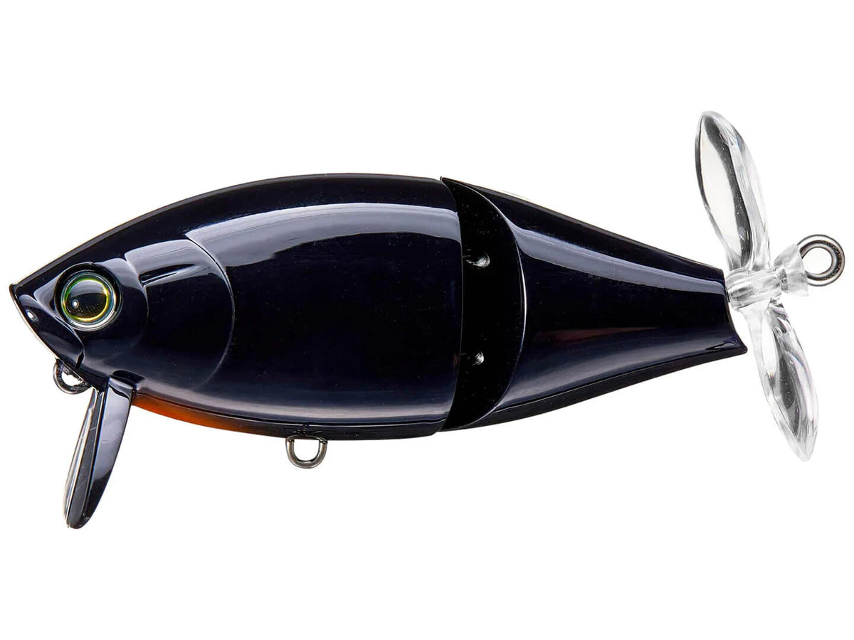 Topwater Wake Bait with UV Prop - 3 3/8" 7/8oz Black Fishing Lure