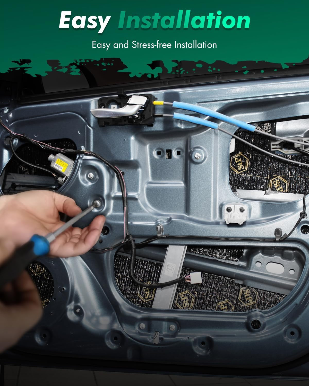 Ford Mustang Front Left Power Window Regulator Motor Replacement 2015-2020
