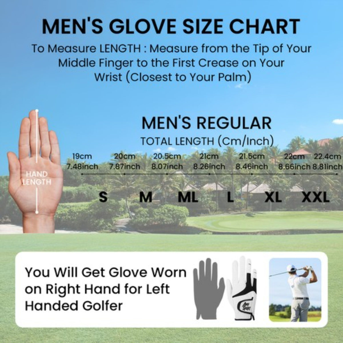 Men's Golf Gloves 3 Pack All Weather Grip Breathable Performance