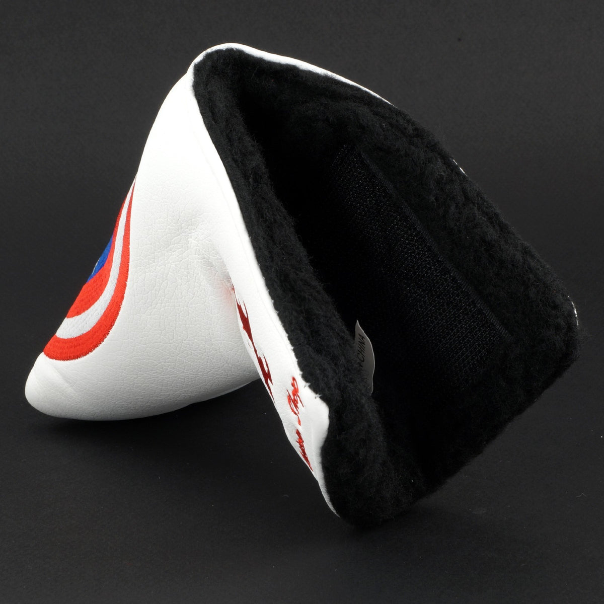 Golf Putter Headcover Captain America Shield White Embroidered Protective Cover