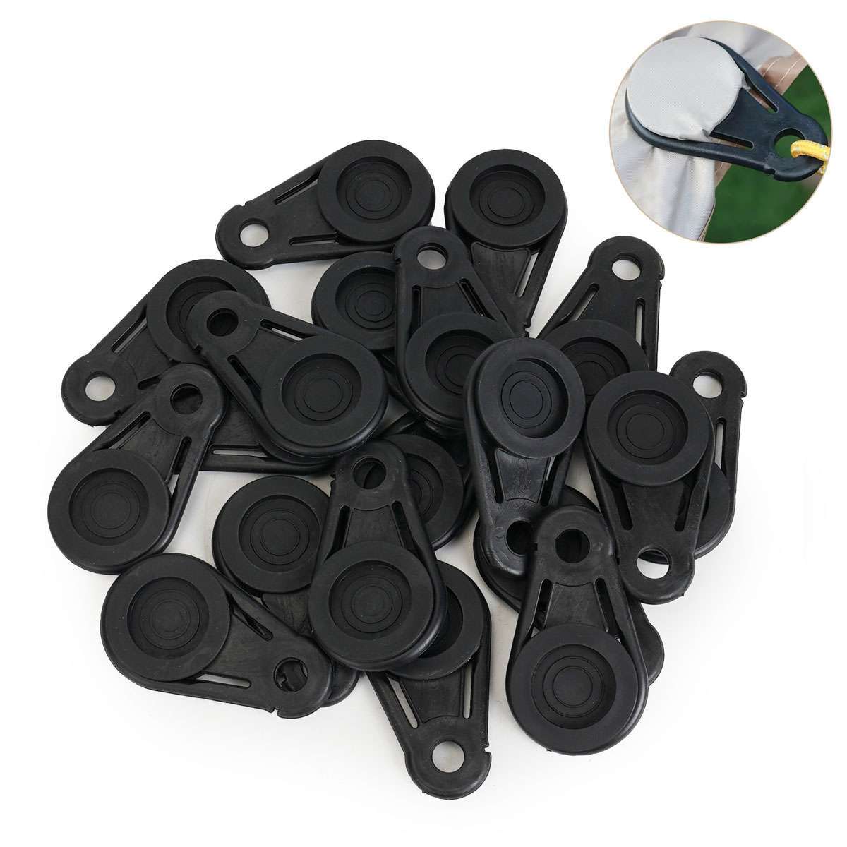 20 Pack Outdoor Camping Tarp Clips Durable Tie-Down Fasteners