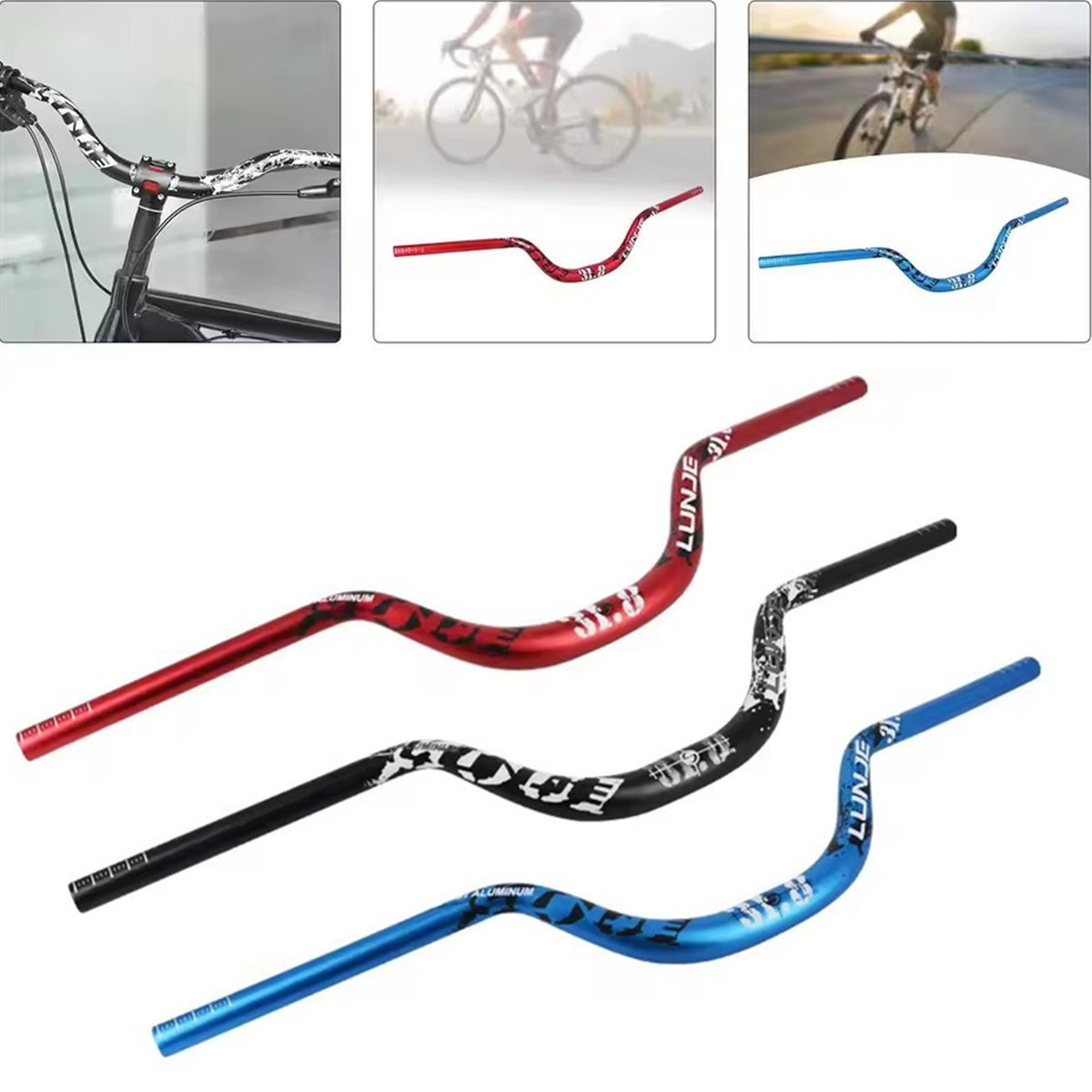 Mountain Bike Riser Handlebars 30/90mm Rise 720mm Length Aluminum Alloy