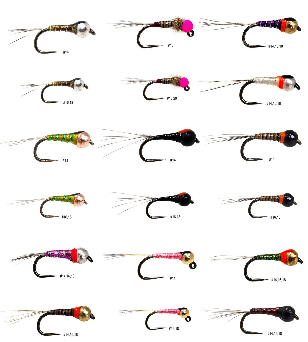 Fly Fishing Flies Assortment with Tungsten Beads for Trout & Grayling