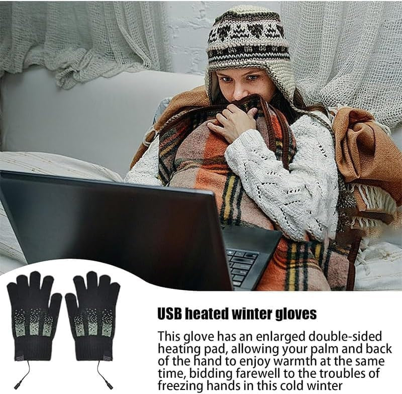 Rechargeable Heated Gloves Electric Winter Hand Warmer Windproof Thermal