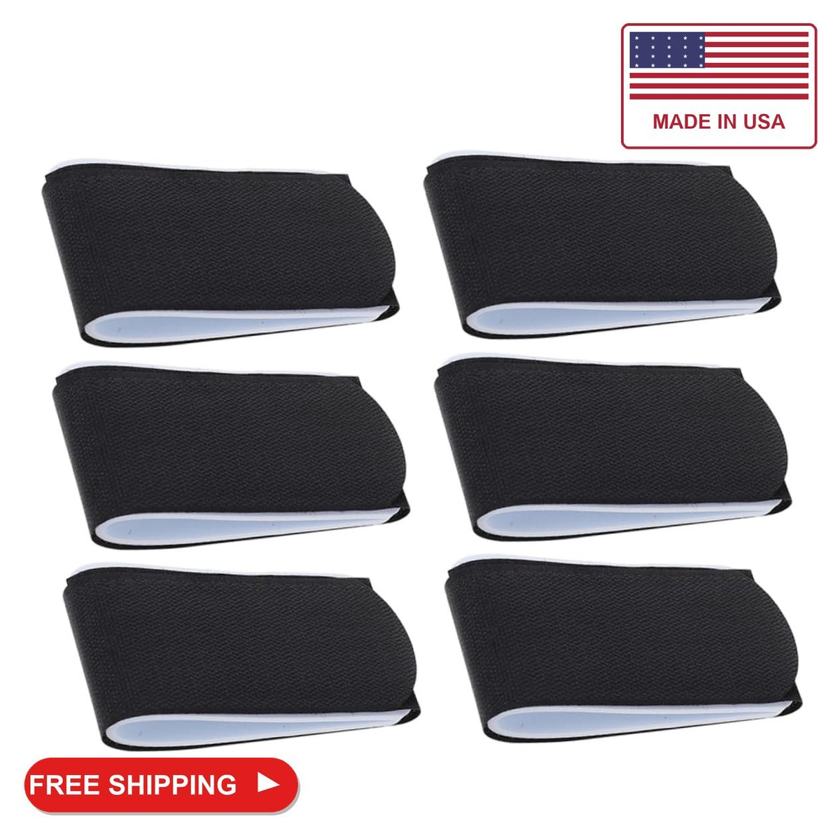 6pcs Snowboard Fixing Straps Nylon Ski Binding Accessories Black