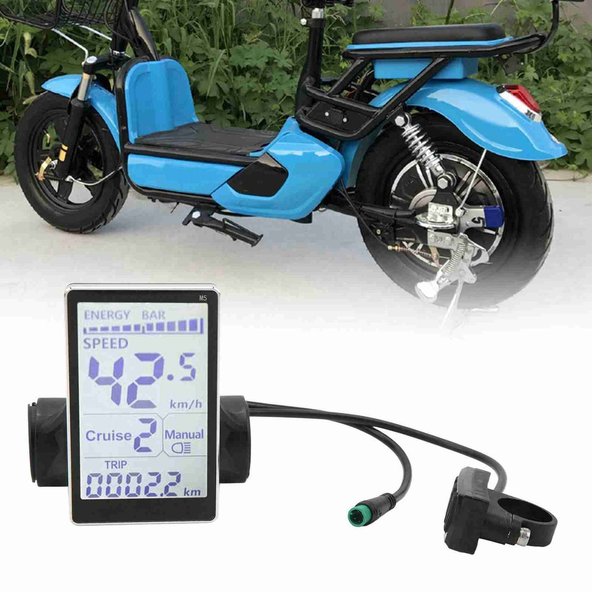 Electric Bike LCD Display 24-60V Speed & Battery Monitor Waterproof