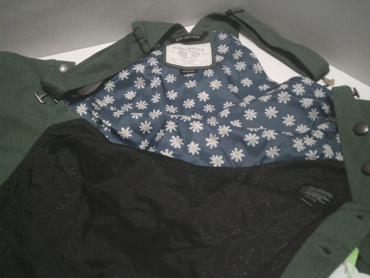 Women's Snow Bibs - Green Insulated Snow Pants, Size M, NWT