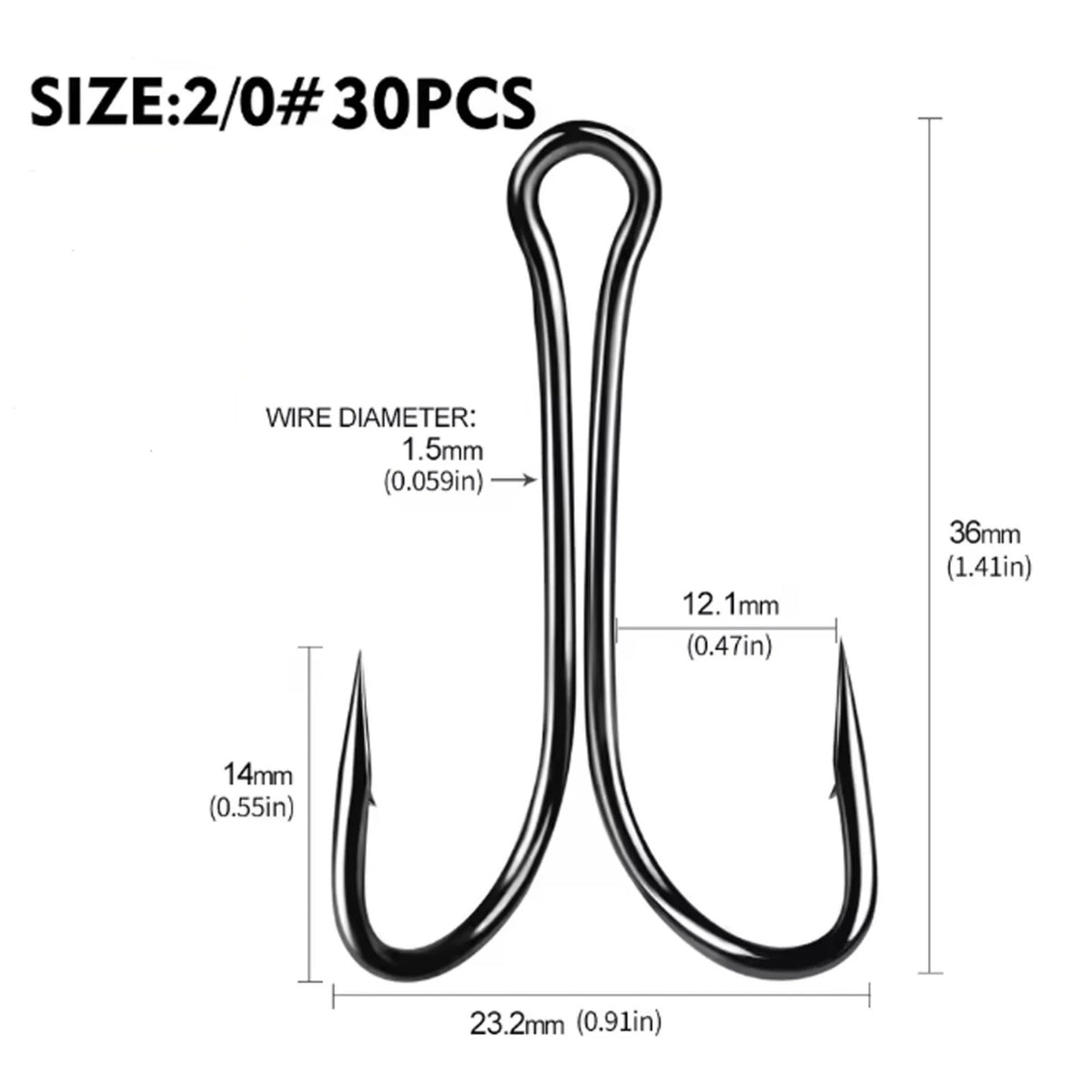 Double Fishing Hooks Carbon Steel Durable Toad Frog Hooks Multiple Sizes