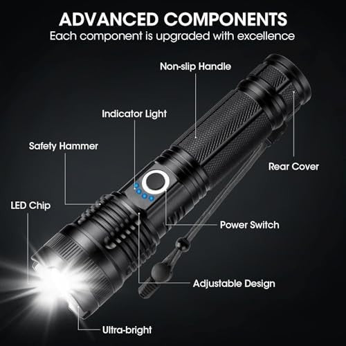 Rechargeable LED Flashlights 4-Pack 990,000 Lumen Waterproof Outdoor Torch