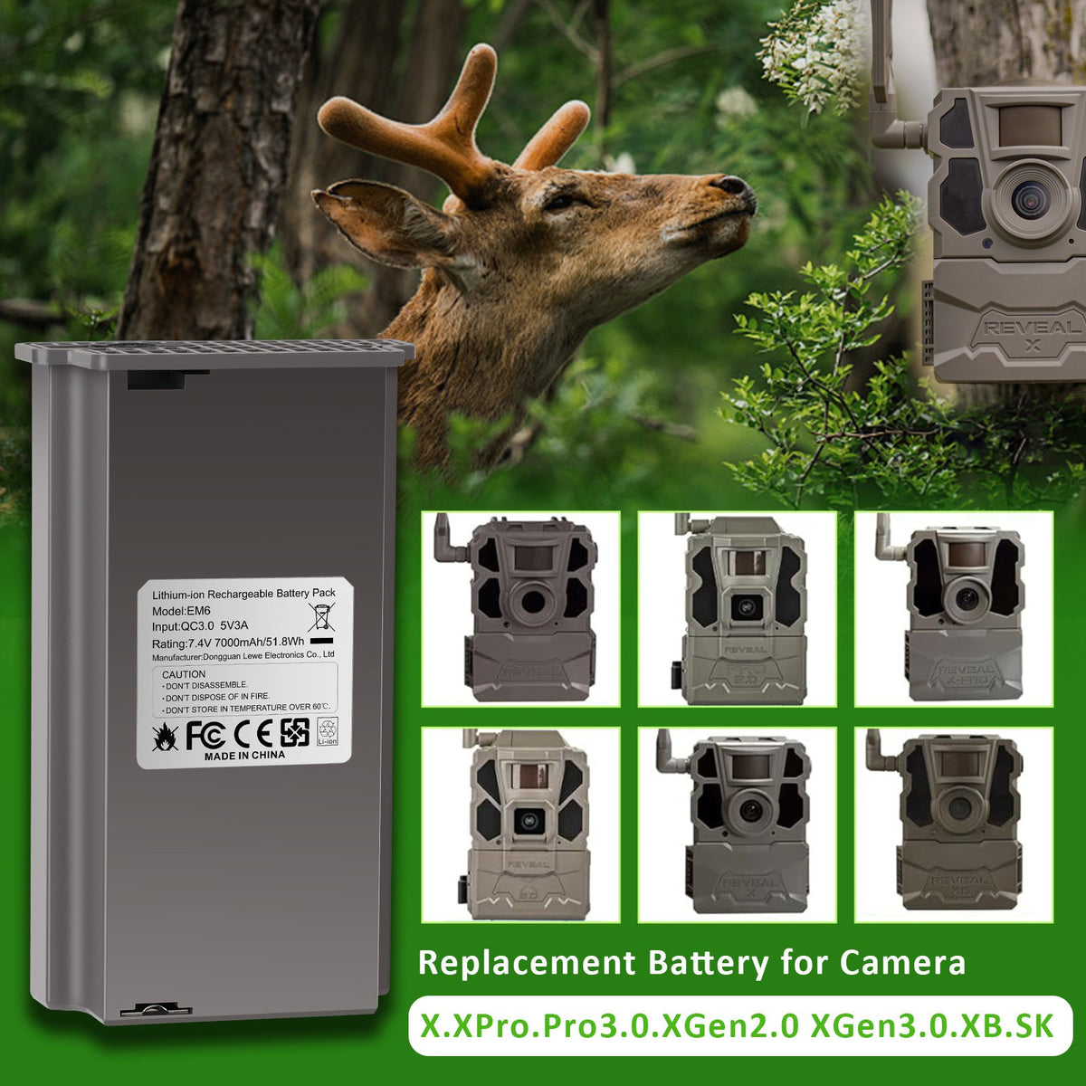 4 Pack High-Capacity 7000mAh Camera Batteries for Trail & Hunting Cameras