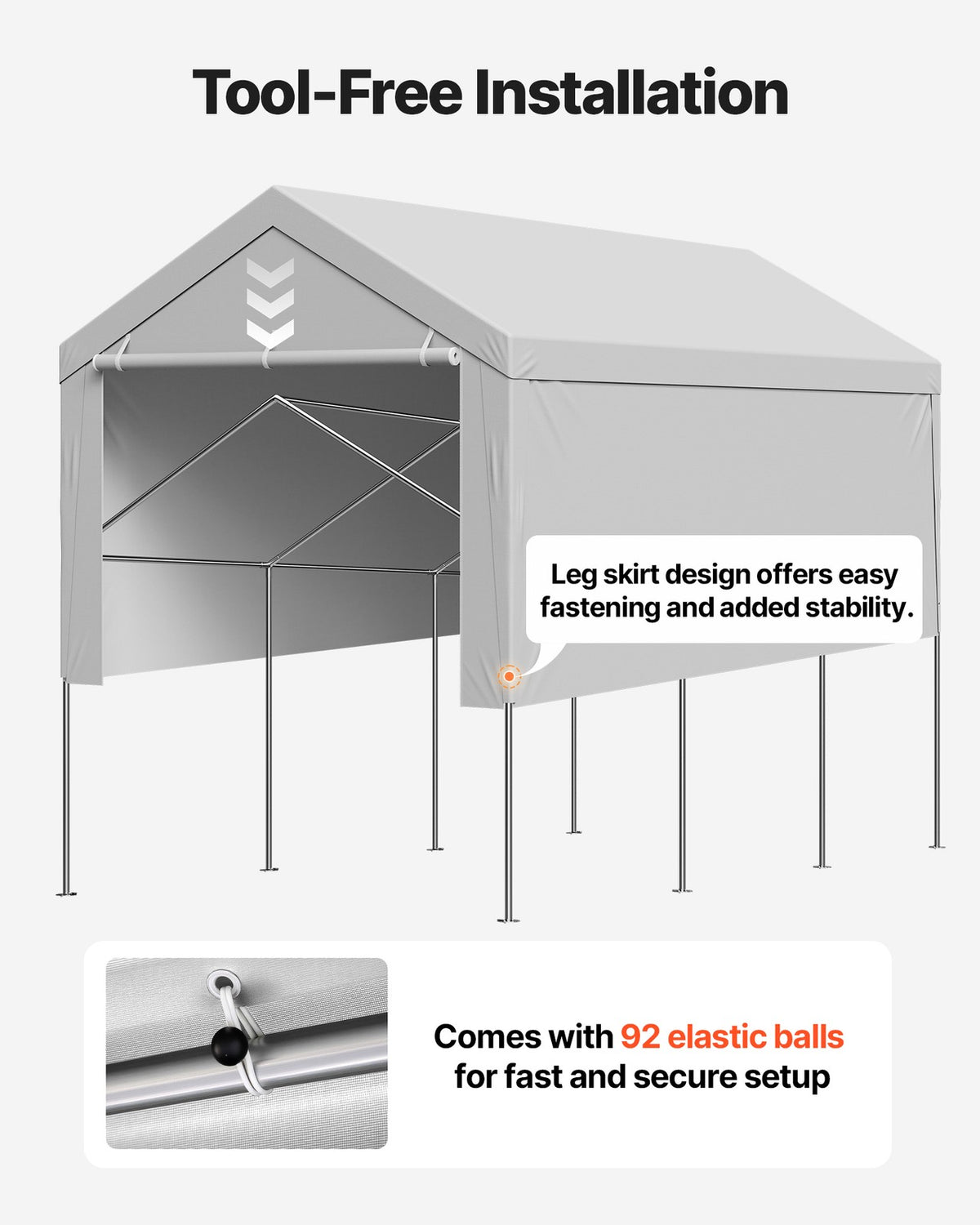 13x20ft Carport Replacement Canopy Cover with Sidewalls - Waterproof & Wind-Resistant