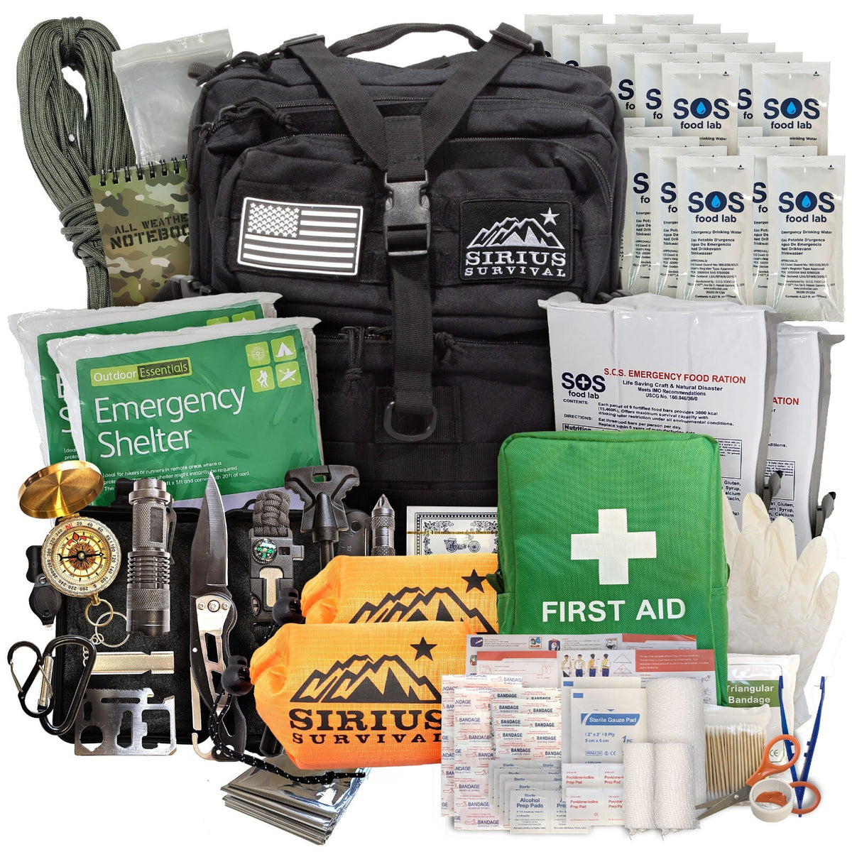 Emergency Survival Bug Out Bag Kit for 1-2 People with Backpack