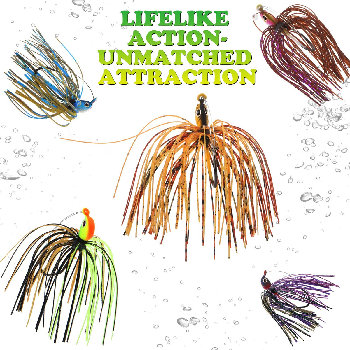 5pcs Weedless Bass Jigs 1/4oz Swim Fishing Lures for Bass Pike Walleye