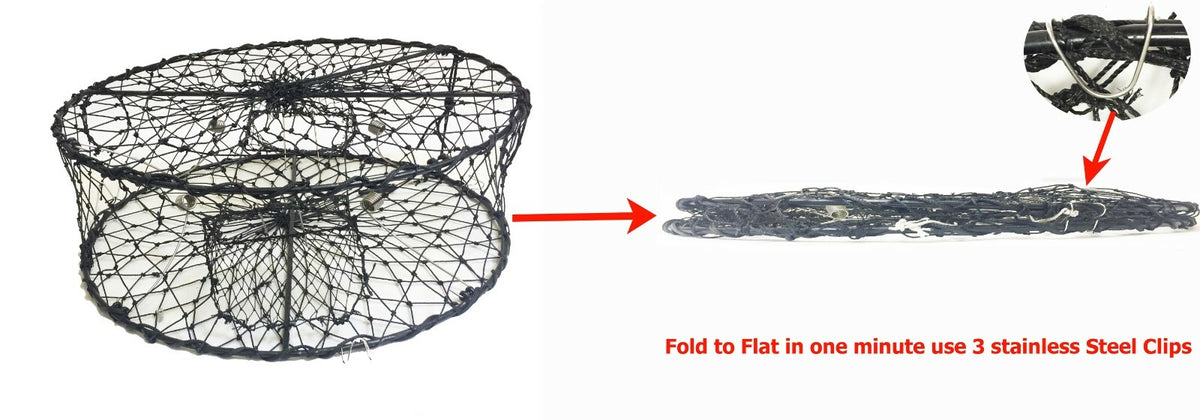 Foldable Crab Trap with Accessories Combo for Fishing - Collapsible 30x10 Inch