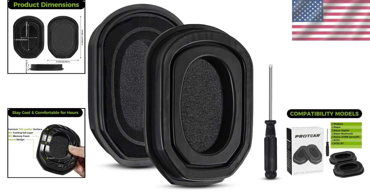 Silicone Cooling Gel Ear Pads for Walker's Razor & Safety Earmuffs - Noise Reduction & Comfort