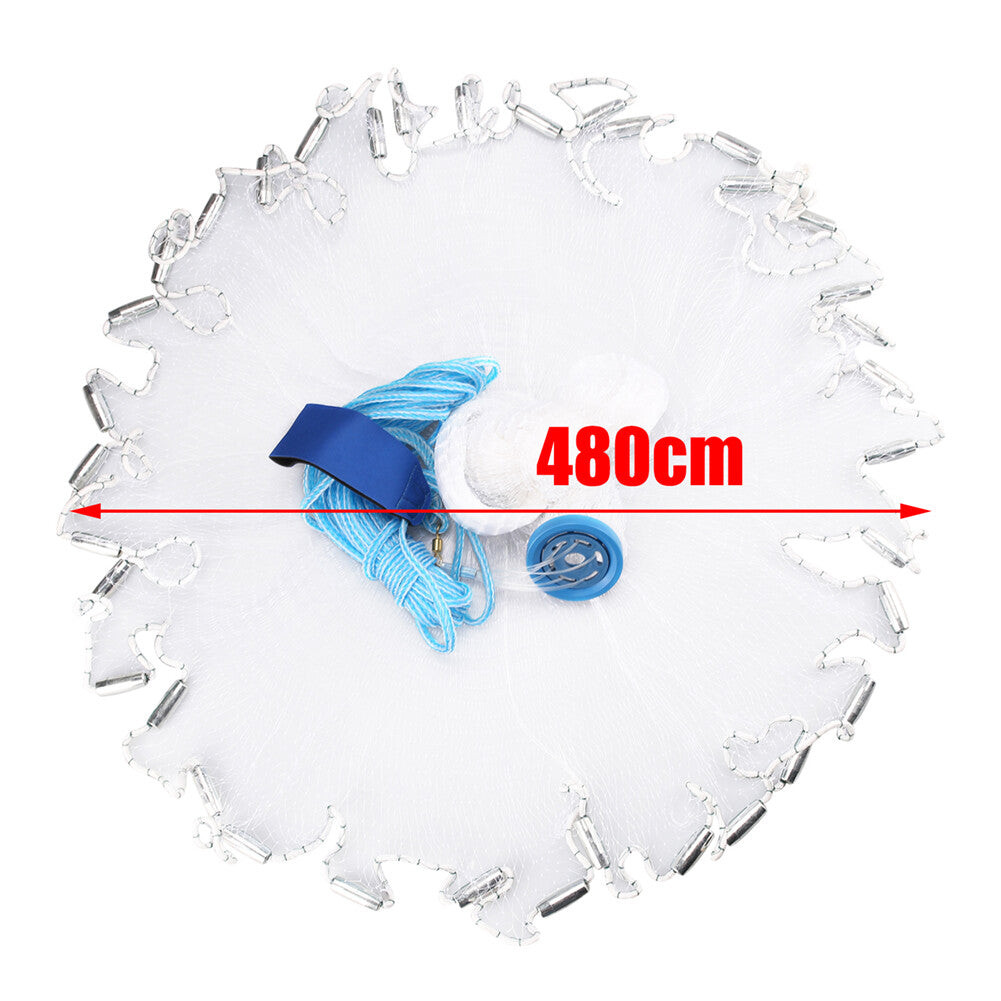 Heavy Duty Fishing Cast Net 6-16FT for Bait & Catching Fish - Durable Nylon Mesh