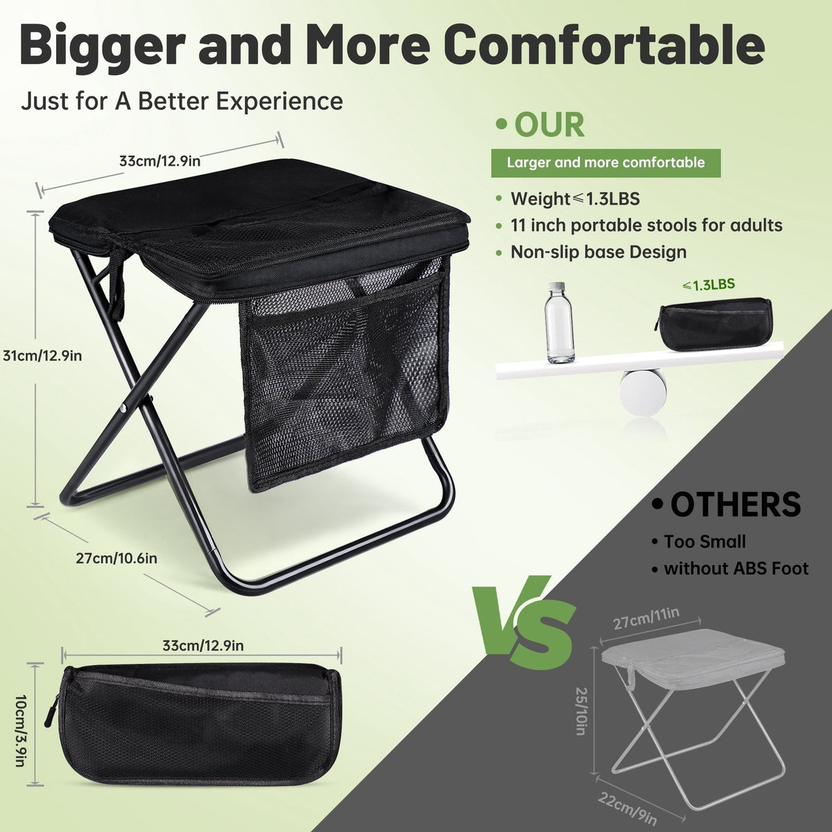 Portable Folding Camping Stool for Adults, Lightweight Hiking & Fishing Seat