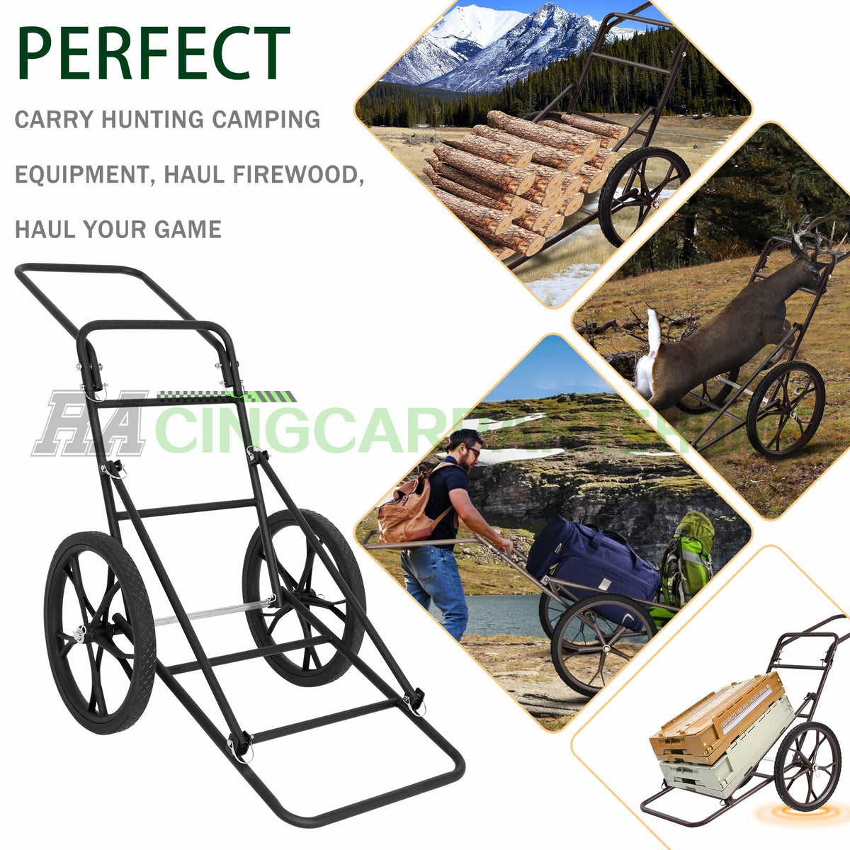 500 LBS Folding Deer Cart Game Hunting Hauler Utility Gear Dolly