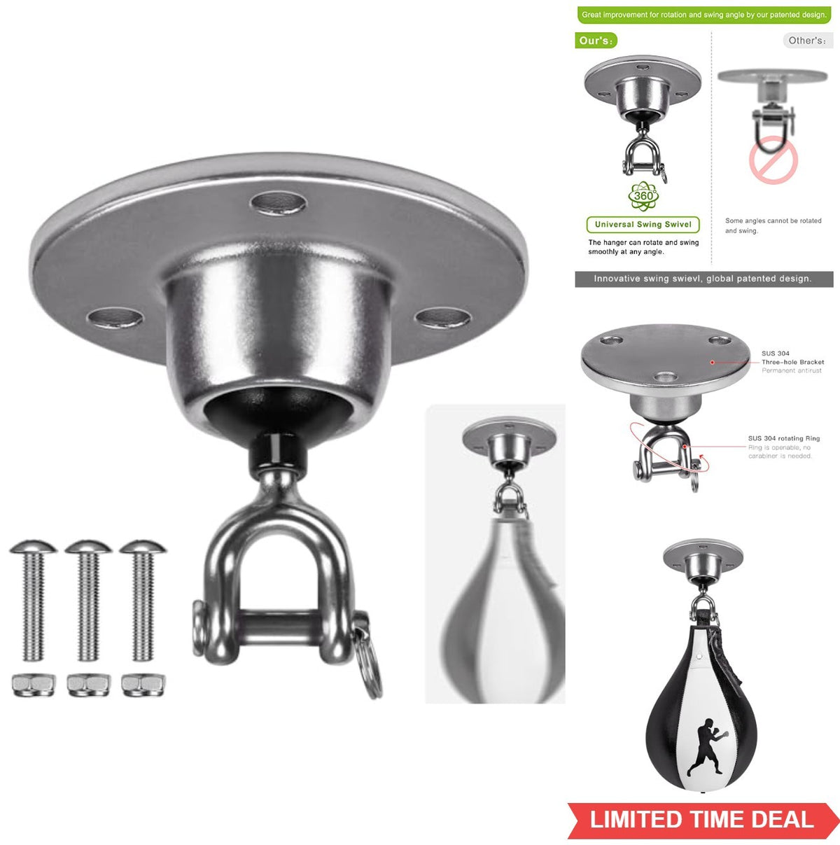 Steel Speed Bag Swivel with 360° Rotation for Boxing & MMA Training
