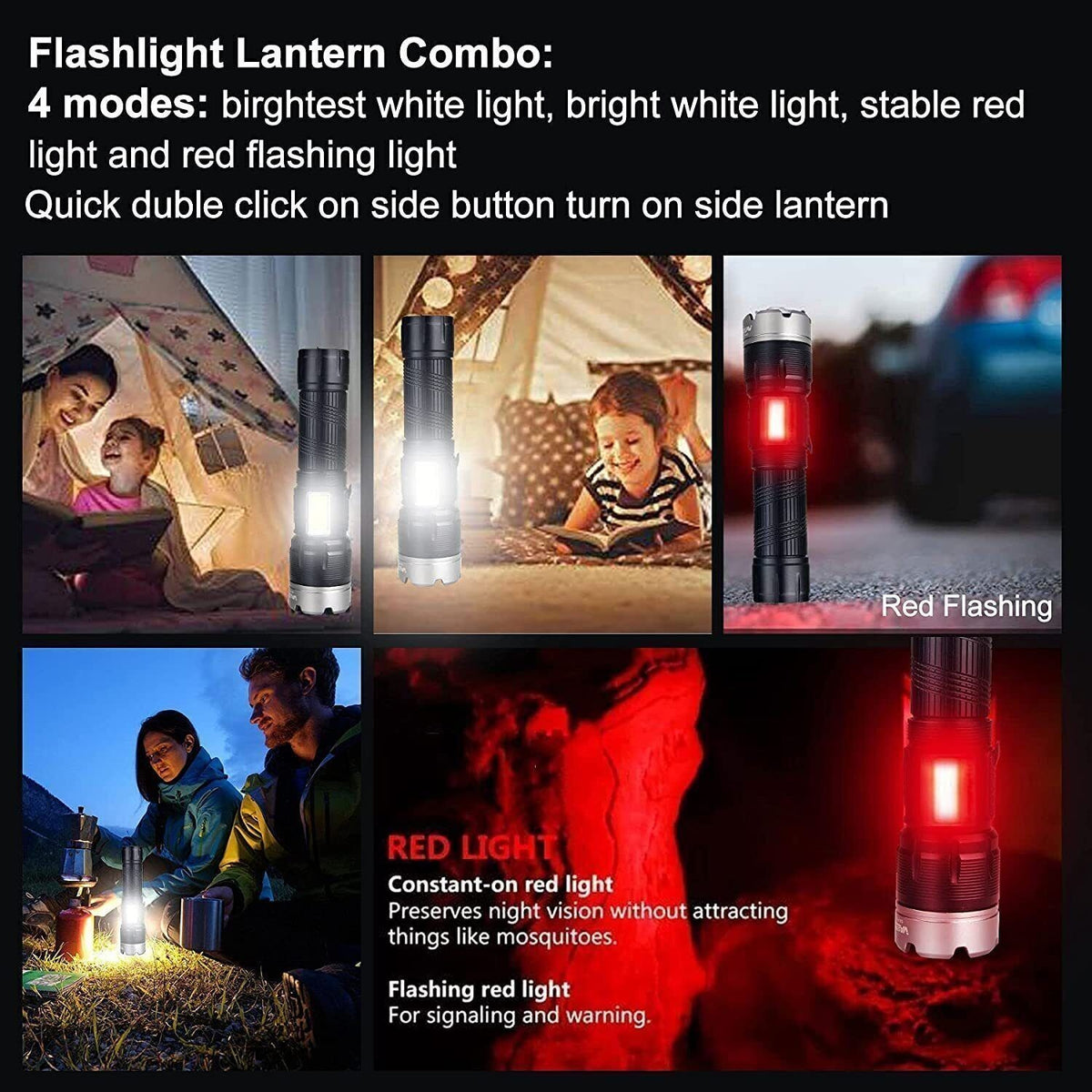 High-Powered LED Flashlight with USB Charging & Zoomable Torch