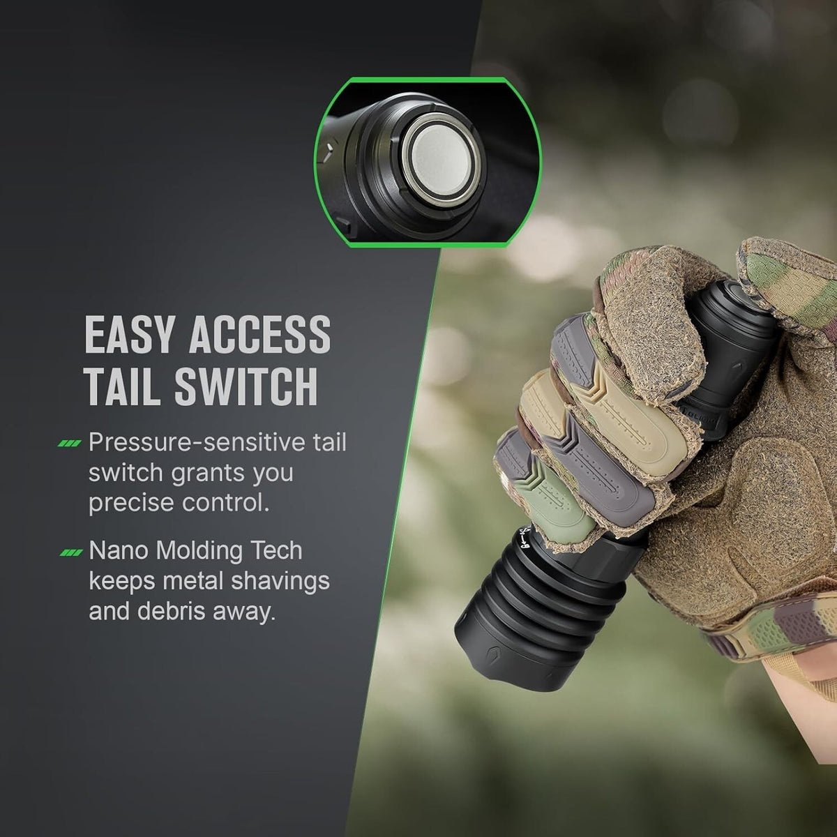 Rechargeable LED Flashlight with Holster - 2600 Lumens, USB-C, Matte Black