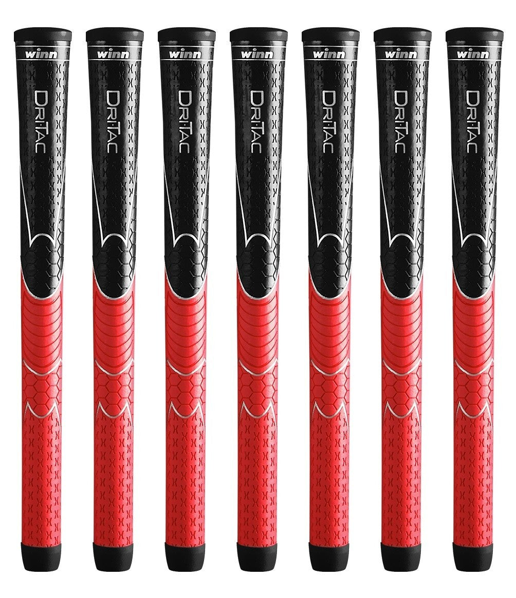 Set of 7 Winn Dri-Tac Standard Grip Black Red for Tennis & Sports