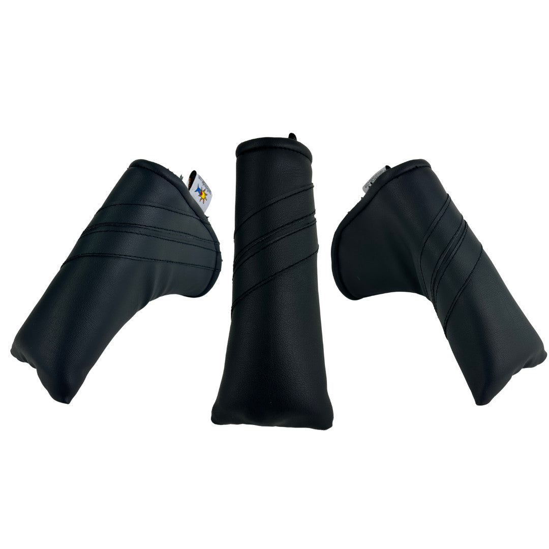 Sunfish Leather Blade Putter Headcover - Black on Black Murdered Out