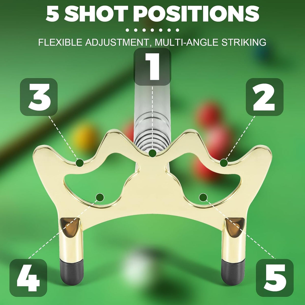 Retractable Pool Bridge Stick with Brass Head — Adjustable Multi-Angle Cue Accessory