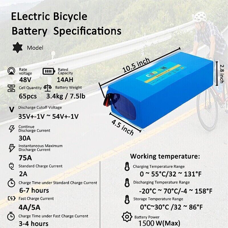 Electric Bicycle Battery 36V/48V 8Ah-20Ah for E-Bikes and Electric Bikes