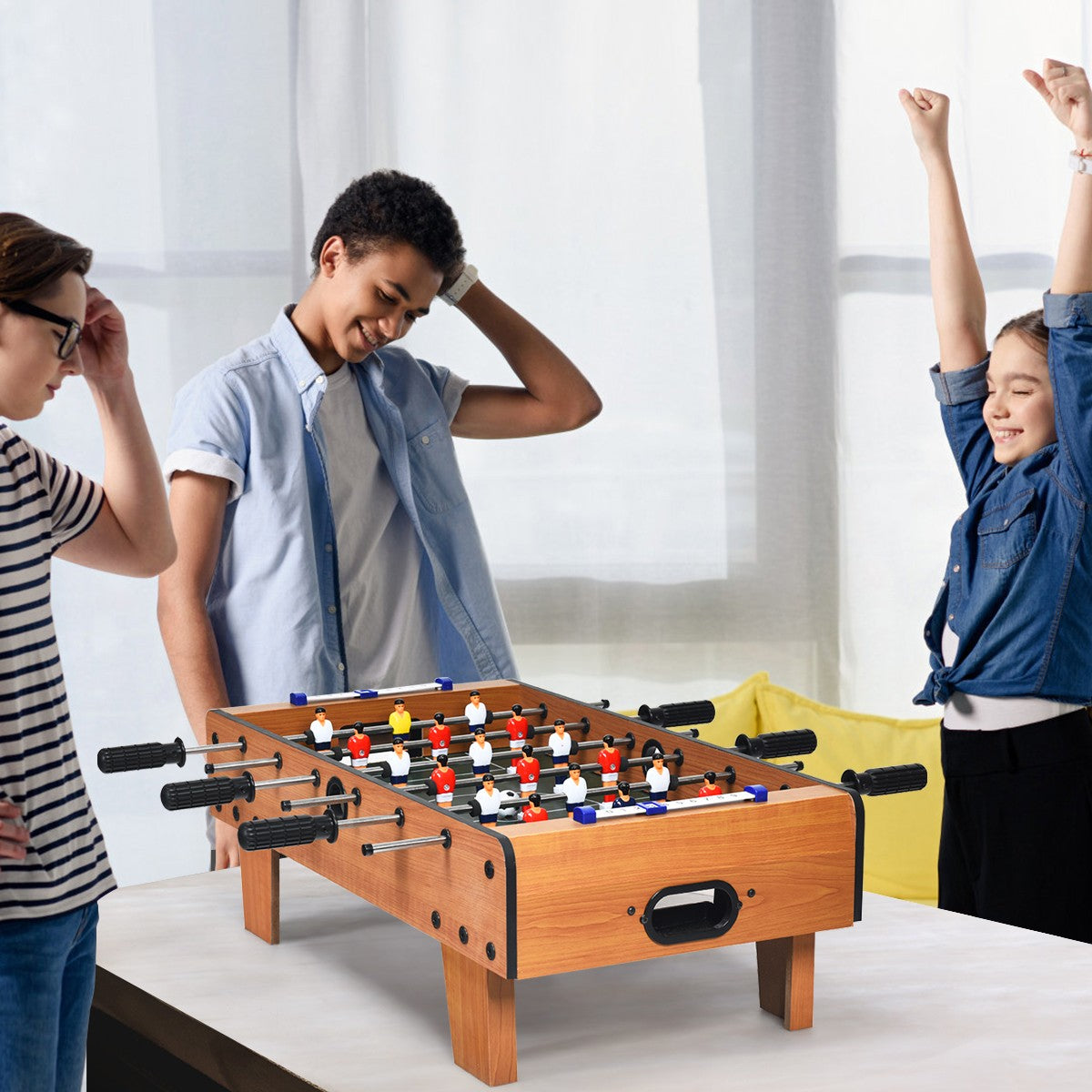 Tabletop Foosball Table 27" Mini Soccer Game | 2 Players with 6 Rods