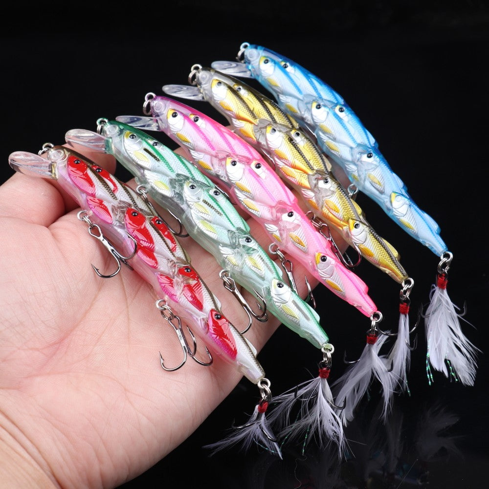 Artificial Fishing Lures Set - Minnow Plume Tail, 11.5cm, 15.5g, 5 Pieces