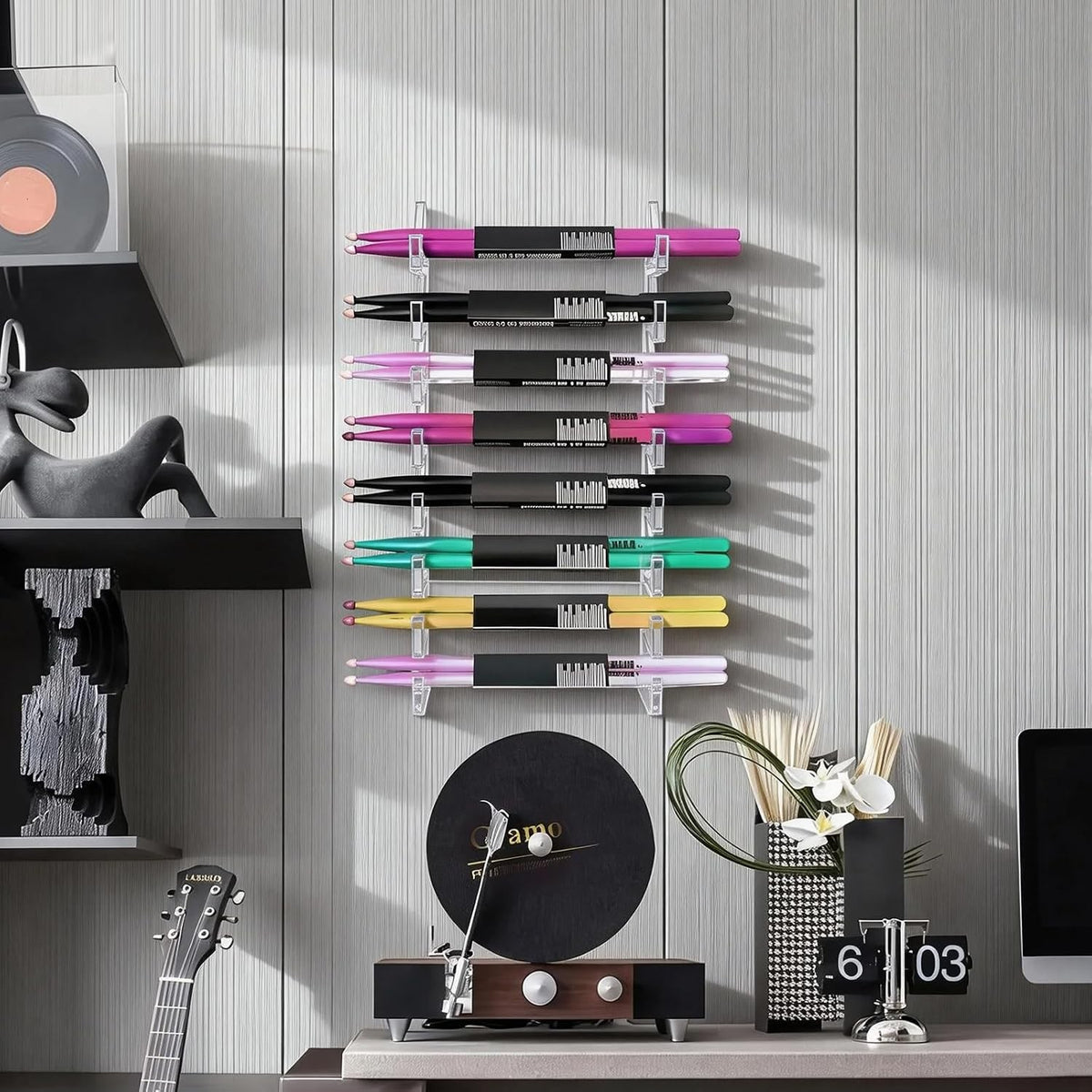 Acrylic Drum Stick Holder Wall Mount Display Storage Organizer