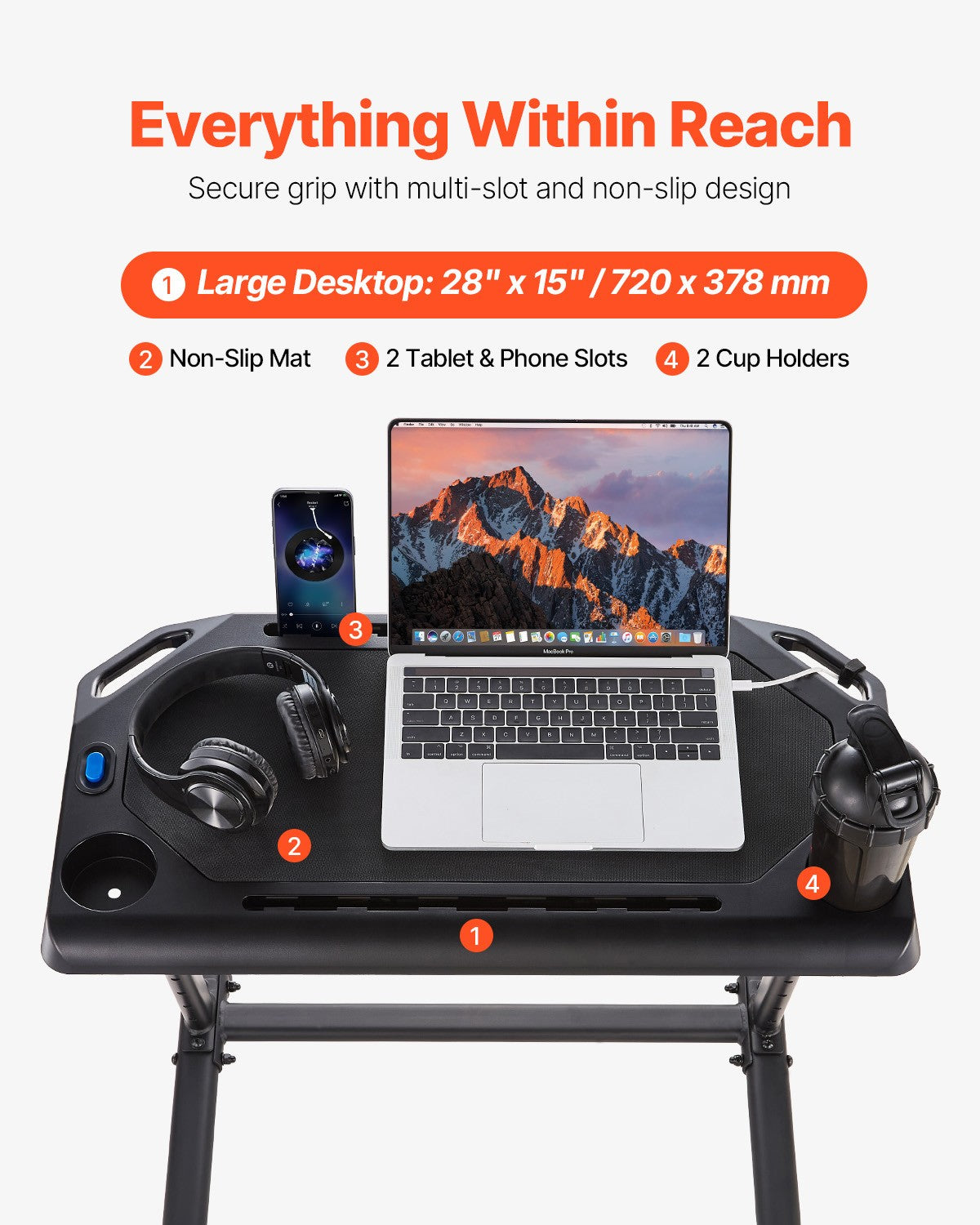 Foldable Bike Desk for Indoor Cycling & Standing Workstation