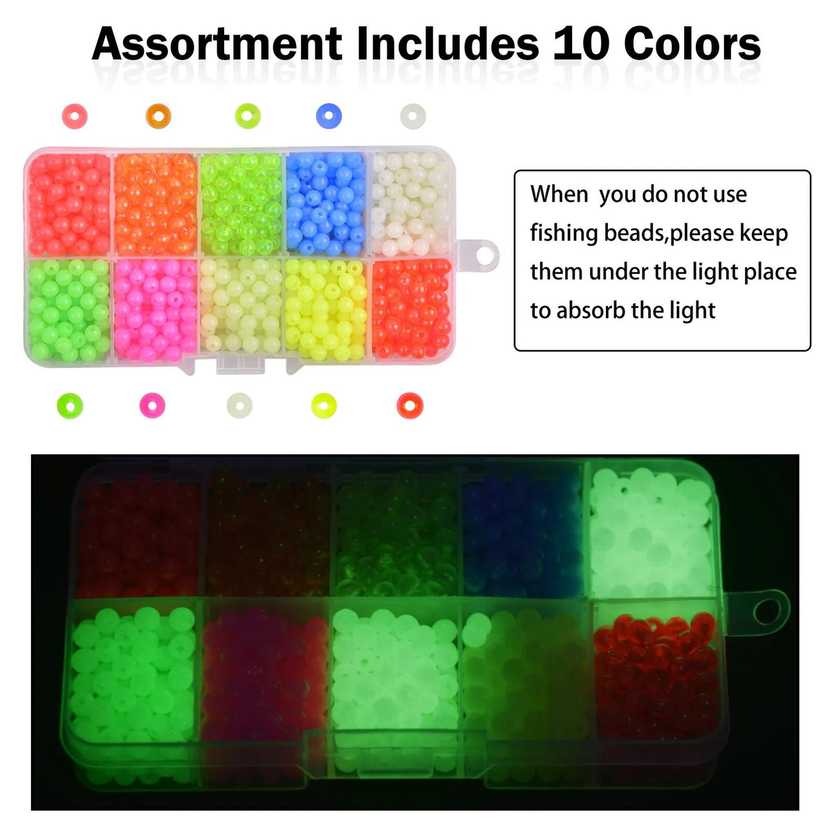 1000Pcs Glow Fishing Beads Set for Night Fishing Tackle Rig Making