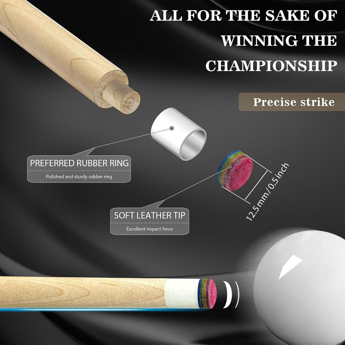 58" Canadian Maple Pool Cue with 13mm Tip, 21oz Low Deflection Two-Piece + Cue Case