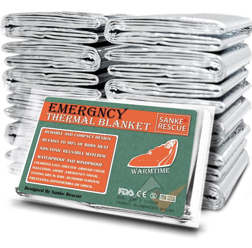4 Pack Emergency Thermal Space Blankets - Reflective Mylar Survival Gear