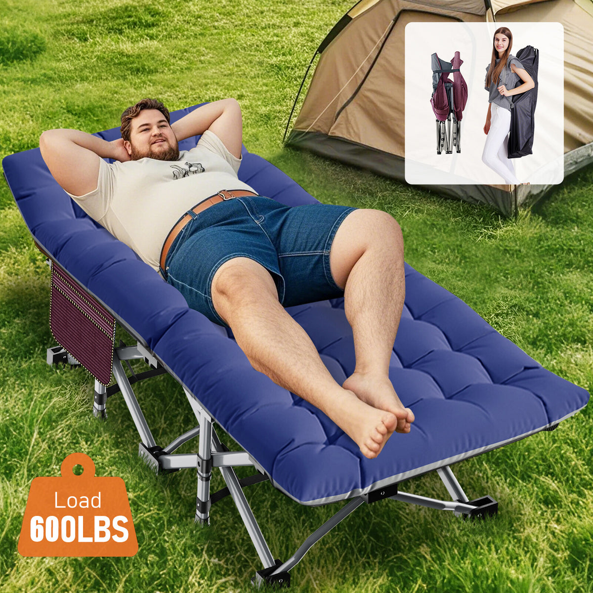 Heavy Duty Folding Camping Cot with Mattress - Portable Adult Sleep Bed