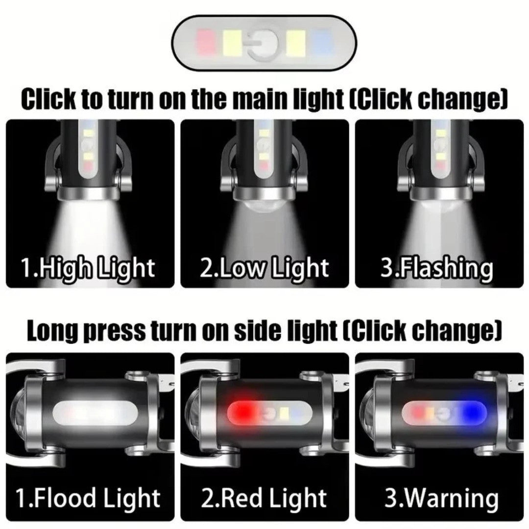 Mini Rechargeable LED Keychain Flashlight with COB Light for Camping Outdoor Use