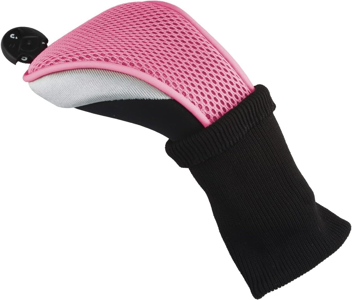 Golf Club Head Covers Set - 6-Piece Black and Pink Protects Drivers & Hybrids