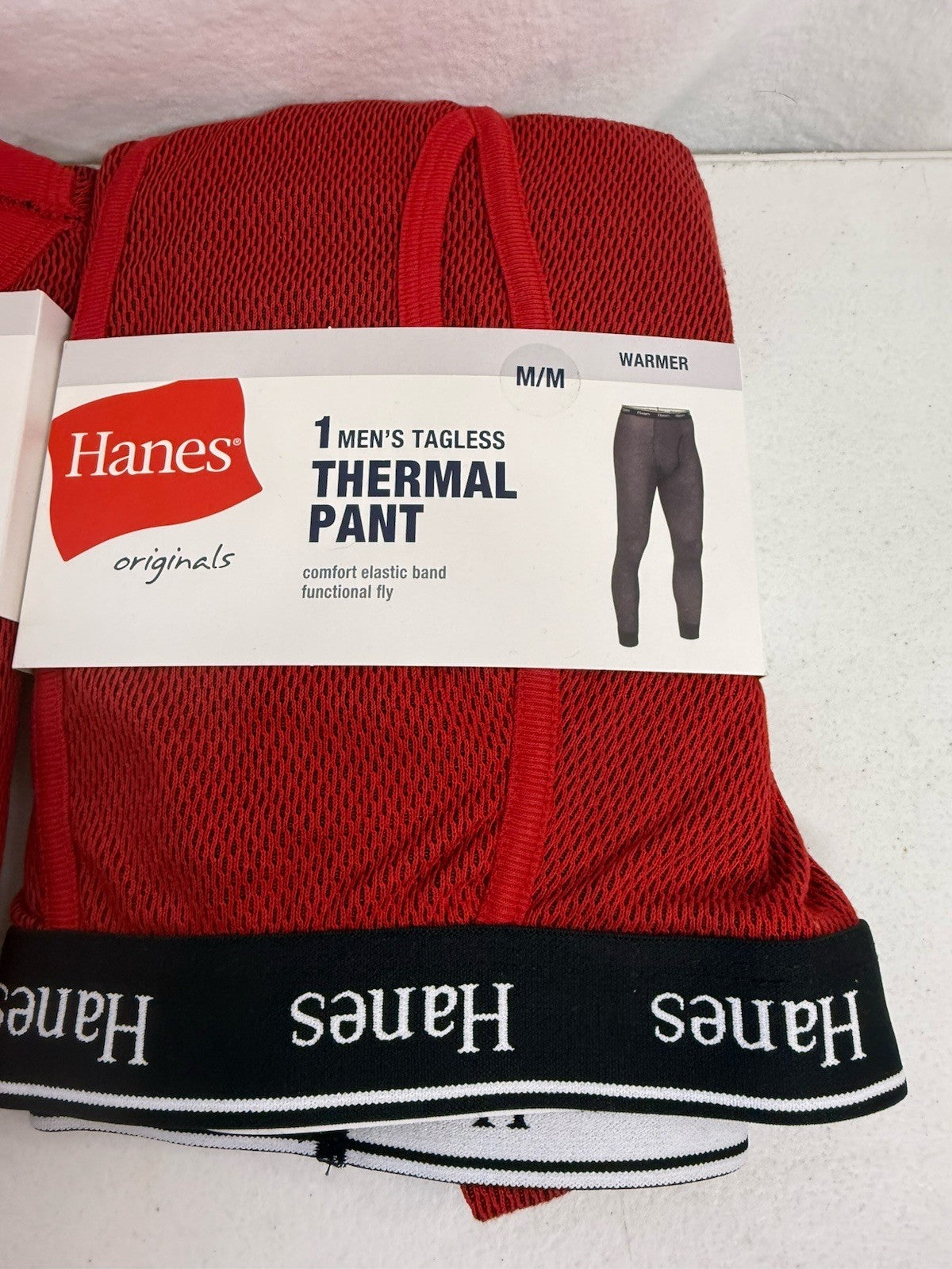 Hanes Men's Reversible Thermal Crew Top & Pants Set, Size Medium