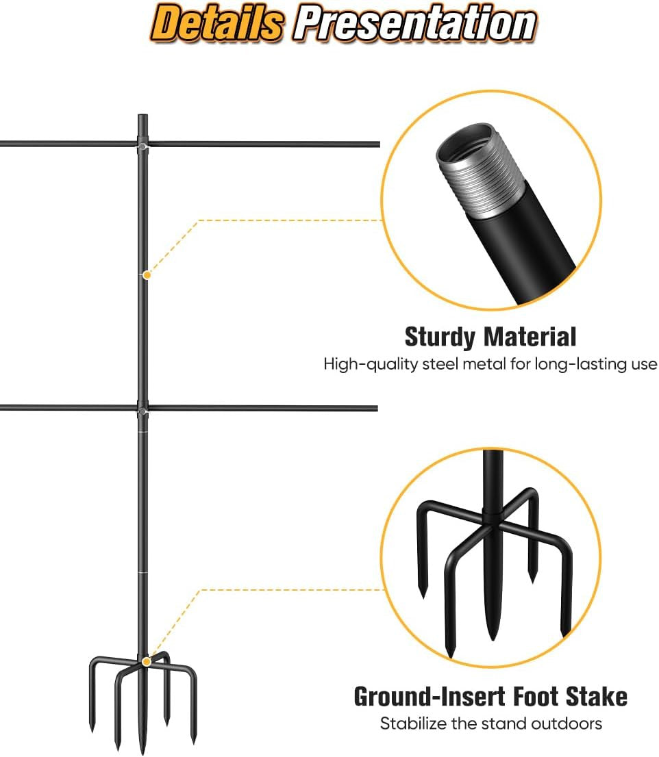 Adjustable Shooting Target Stand with 5-Prong Base for Outdoor Range