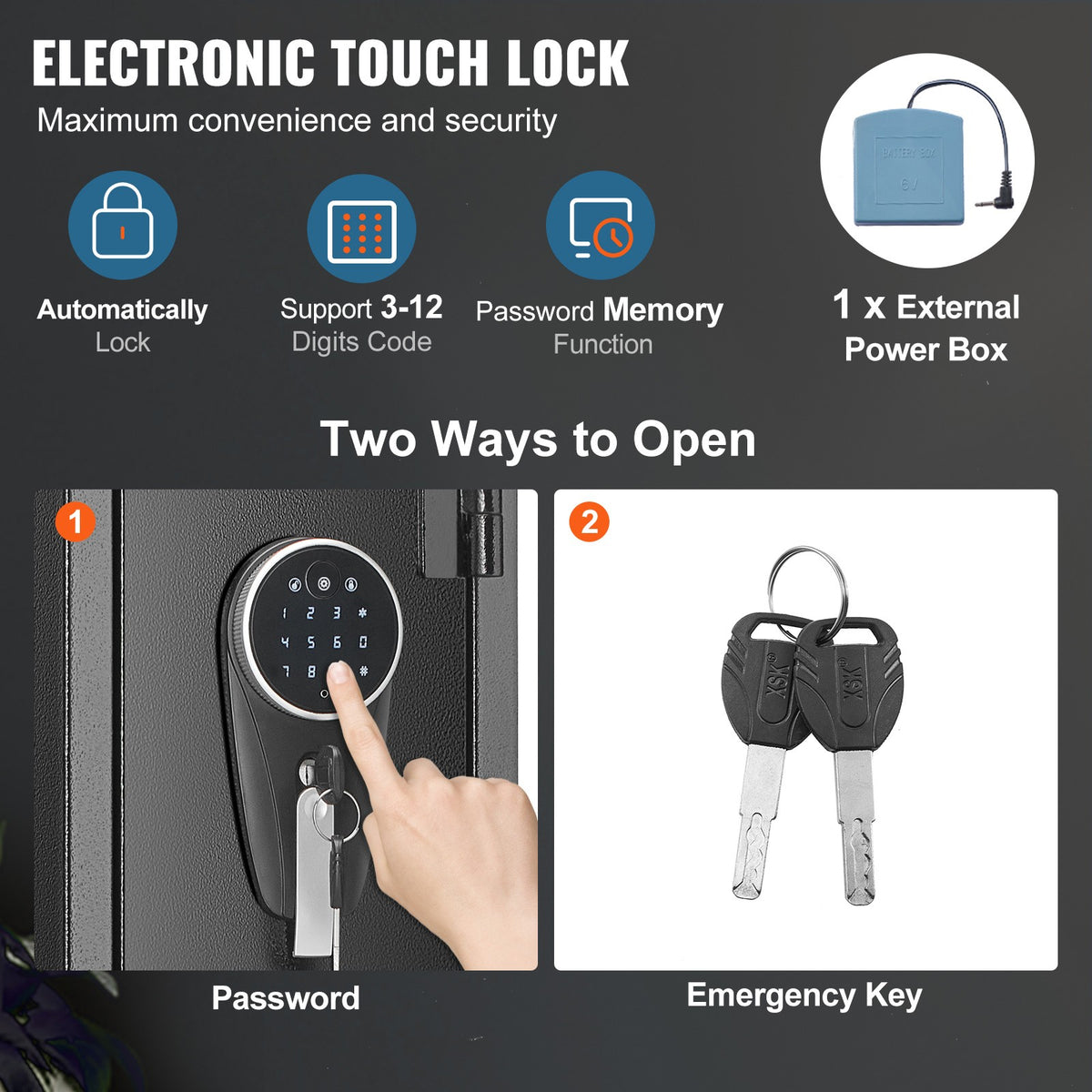 Gun Safe with Digital Keypad & Lock, Holds 2 Rifles & 4 Pistols