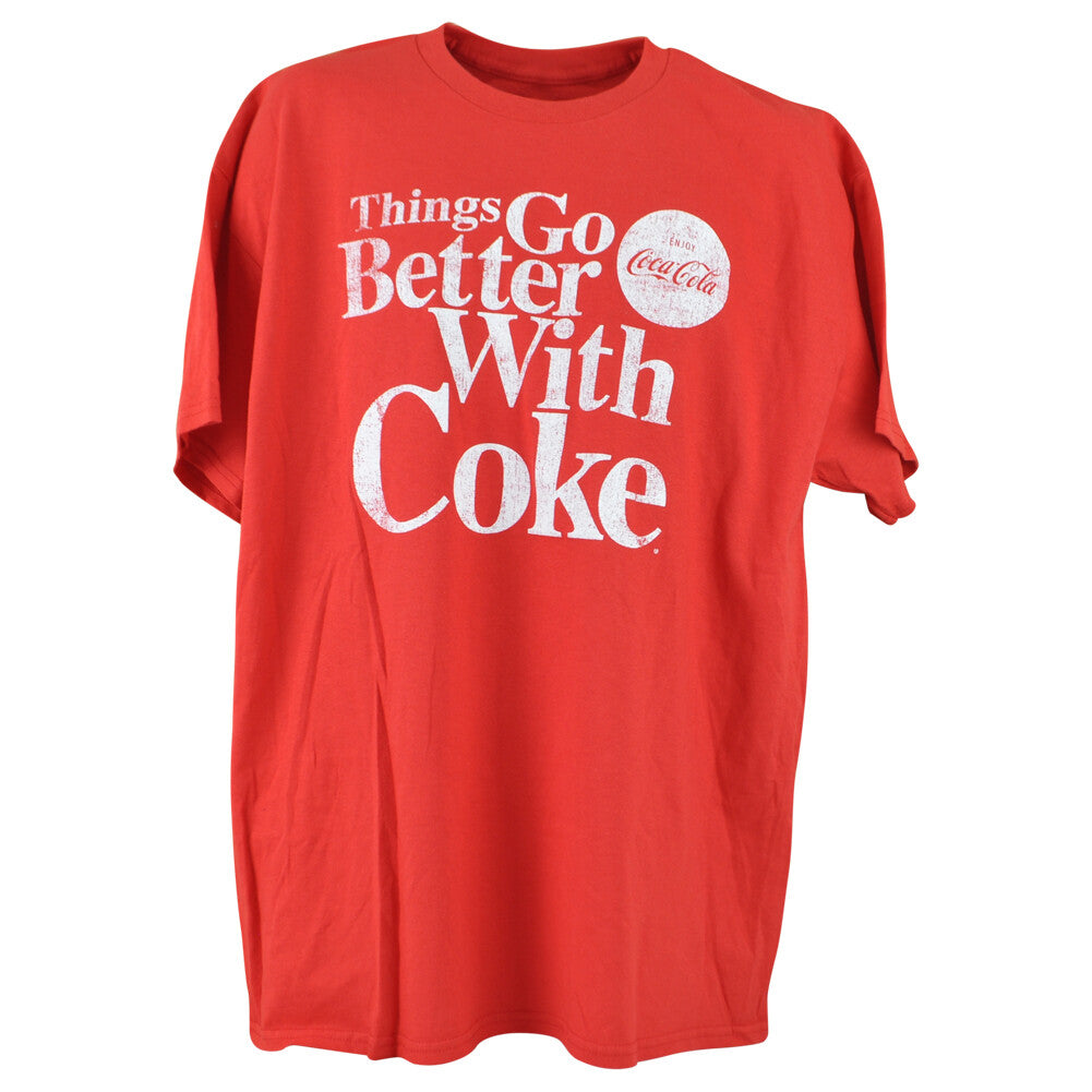 Coca Cola Logo Graphic T-Shirt for Adults Men - Red Cotton Tee XL