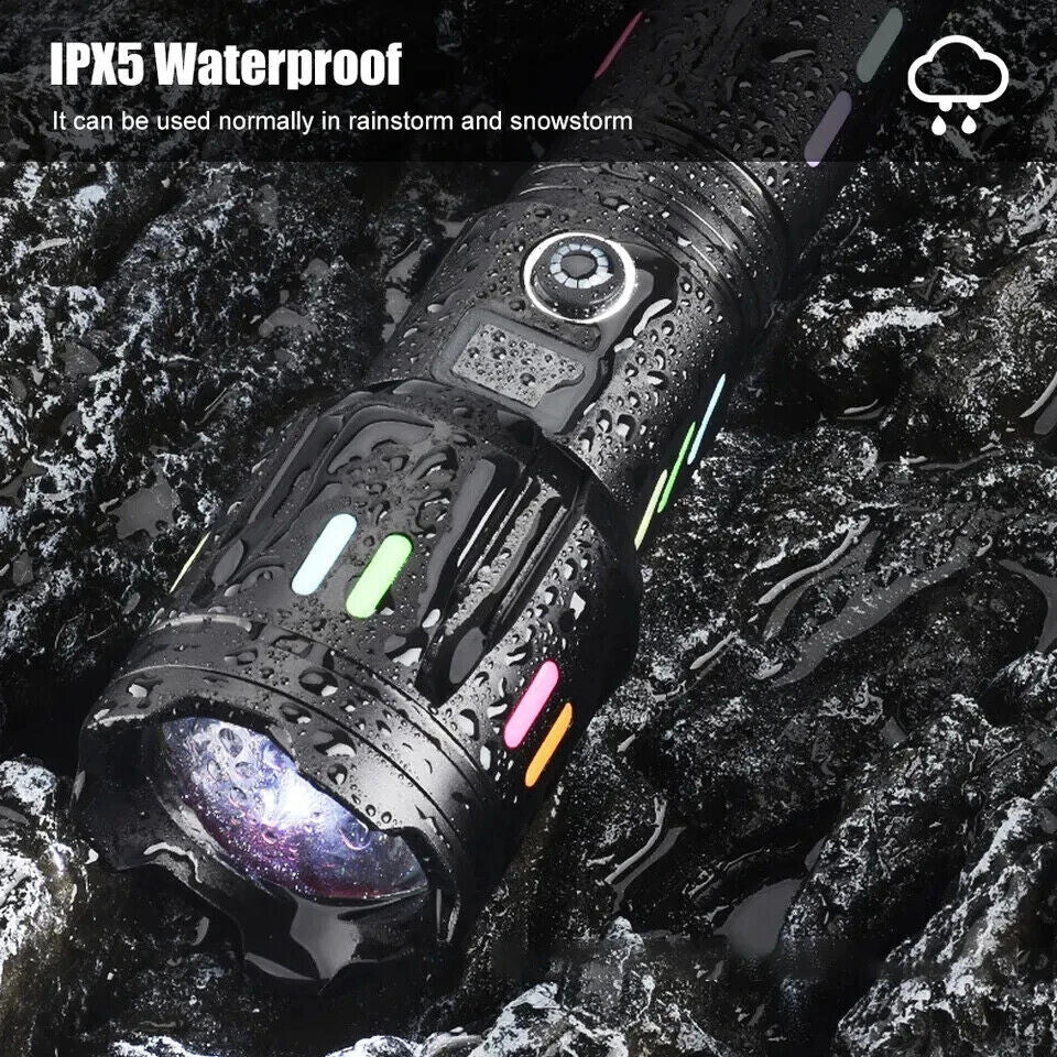 High-Power Rechargeable LED Tactical Flashlight 350000000 Lumens Waterproof