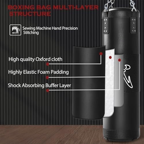 Heavy Boxing Punching Bag Set with Gloves and Accessories - 4Ft Unfilled