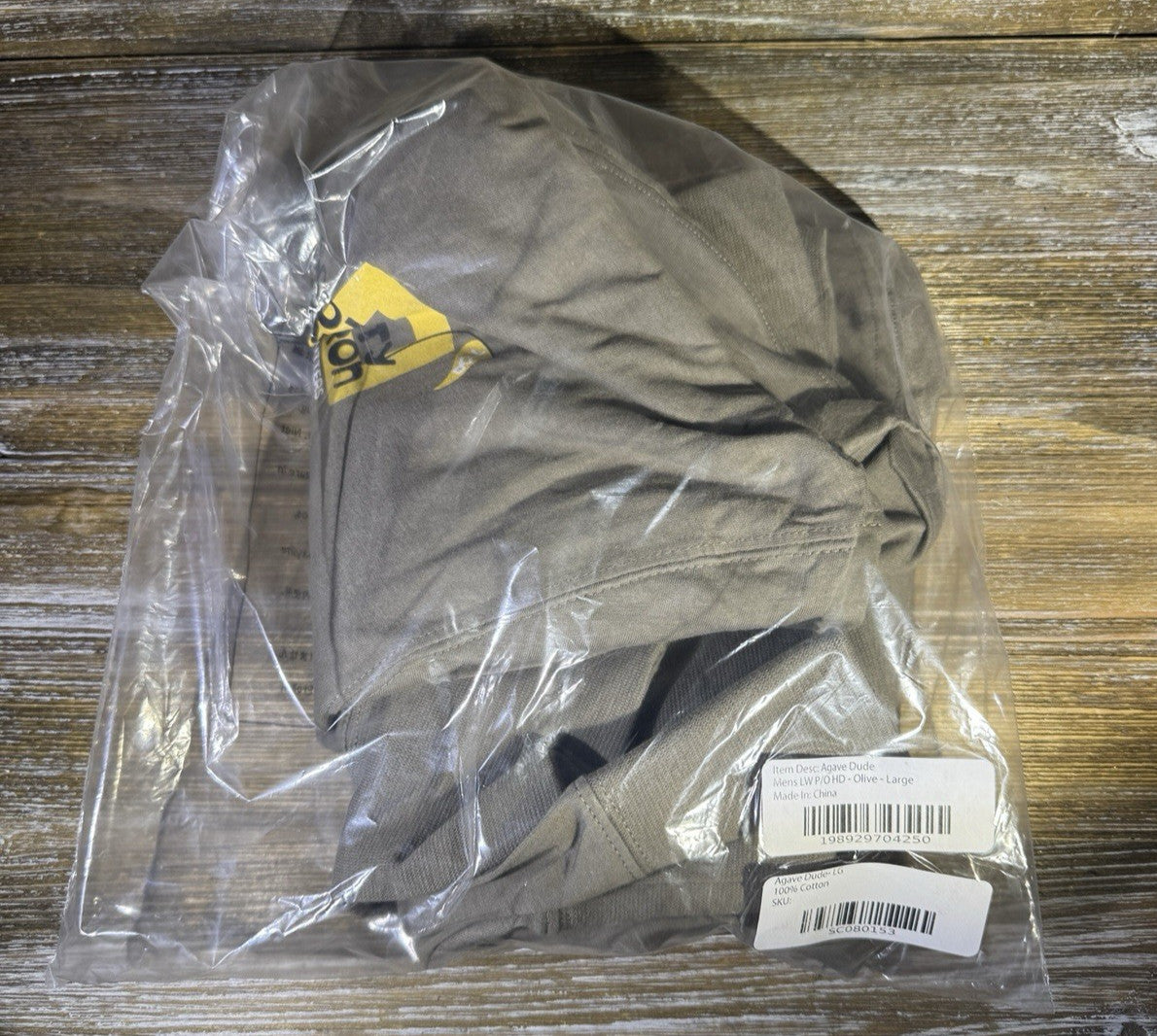 Men's Lightweight Hoodie - Agave Man Style, Size Large, In Hand