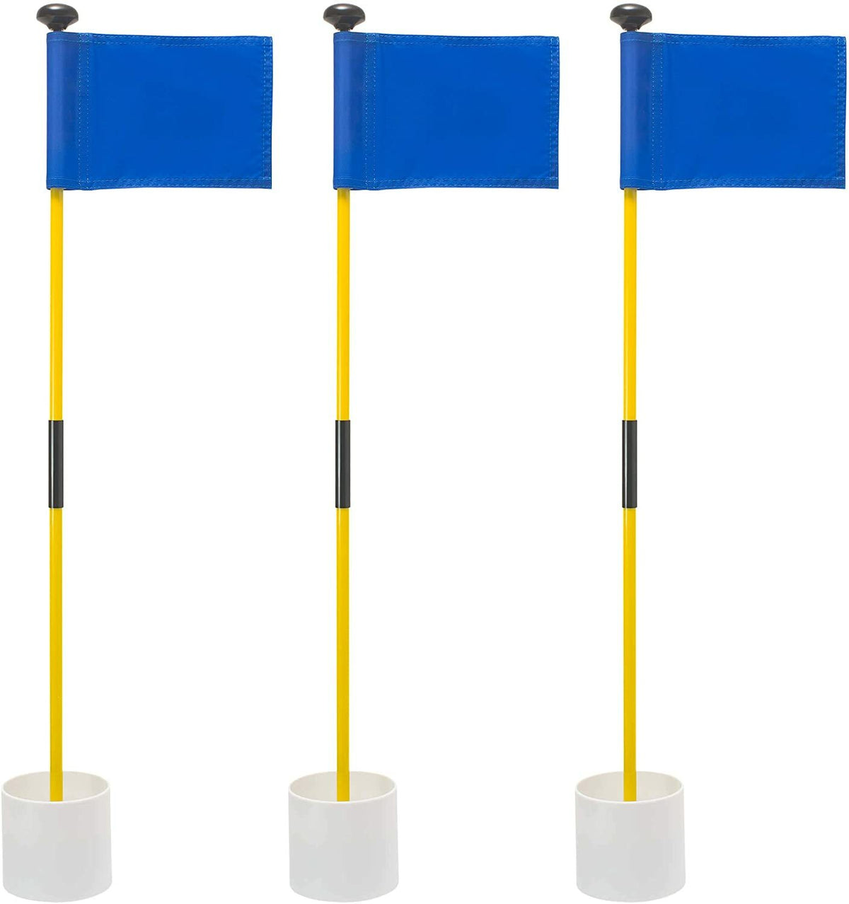 Golf Flagstick Set of 3 with Flags and Cups for Backyard or Course Use