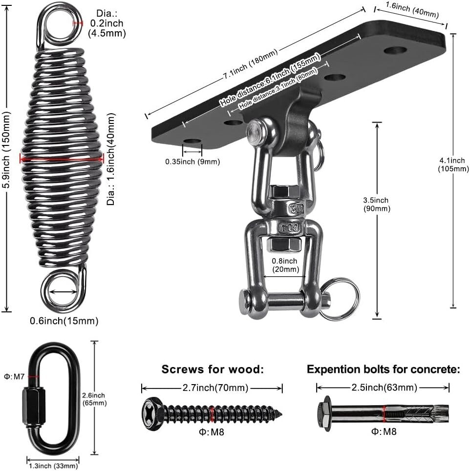 Heavy-Duty Boxing Bag Hanger with 360° Rotation Support for Wooden Beams