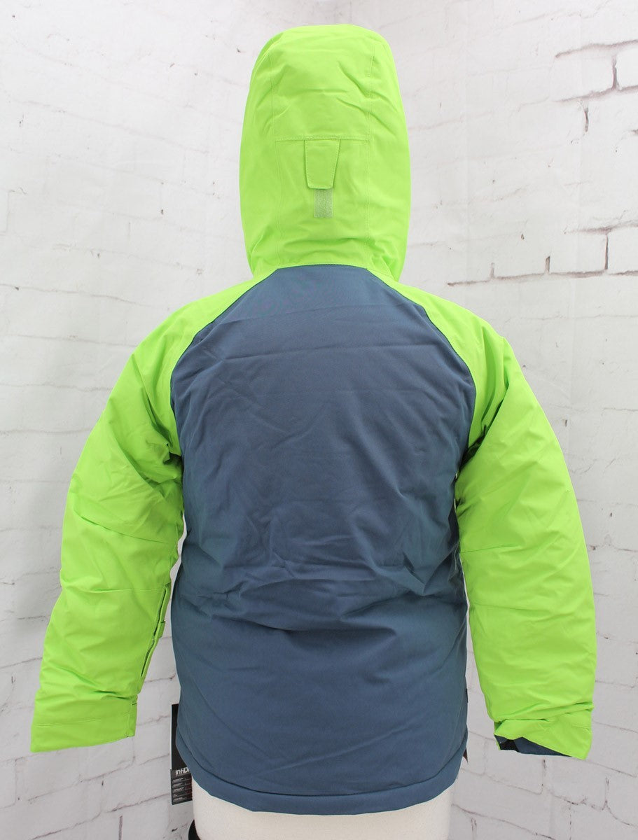 686 Geo Insulated Snowboard Jacket Boys Youth Medium Green Flash Colorblock