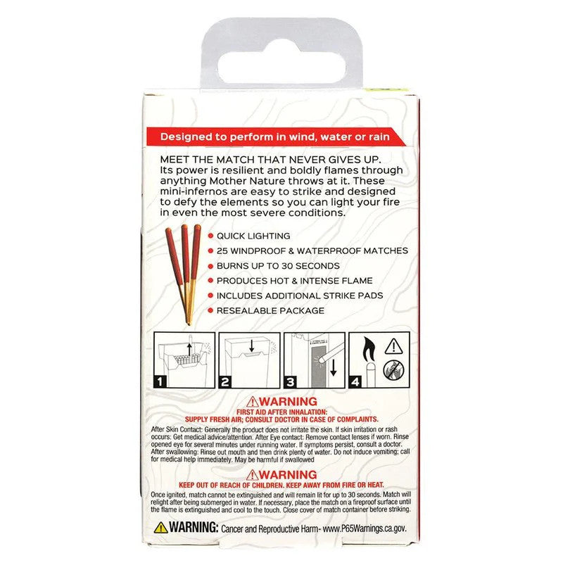Windproof Waterproof Match Sticks Refill 25-Pack for Outdoor Use